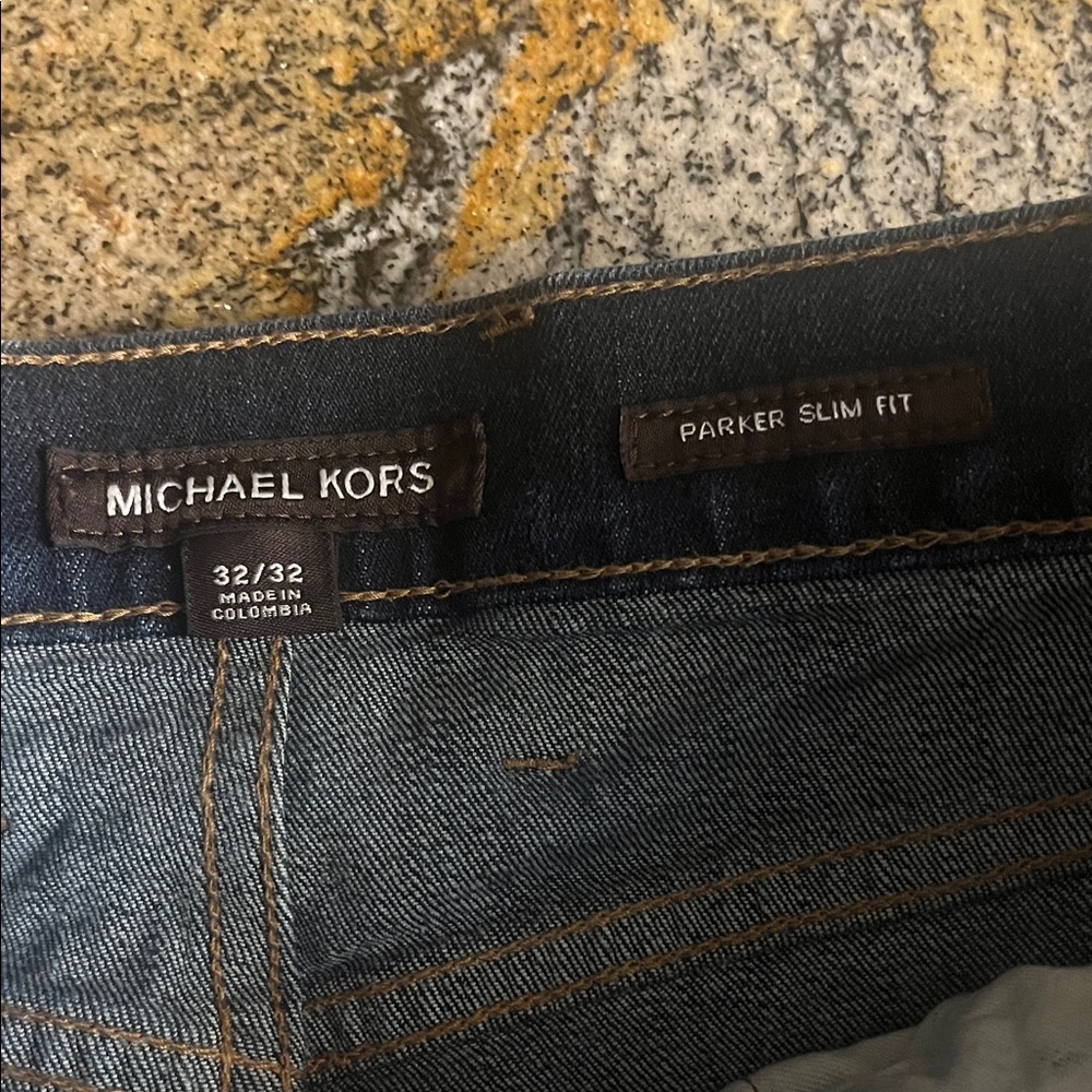 Michael Kors Parker Slim Fit Jeans - Dark Indigo with Contrast Stitching